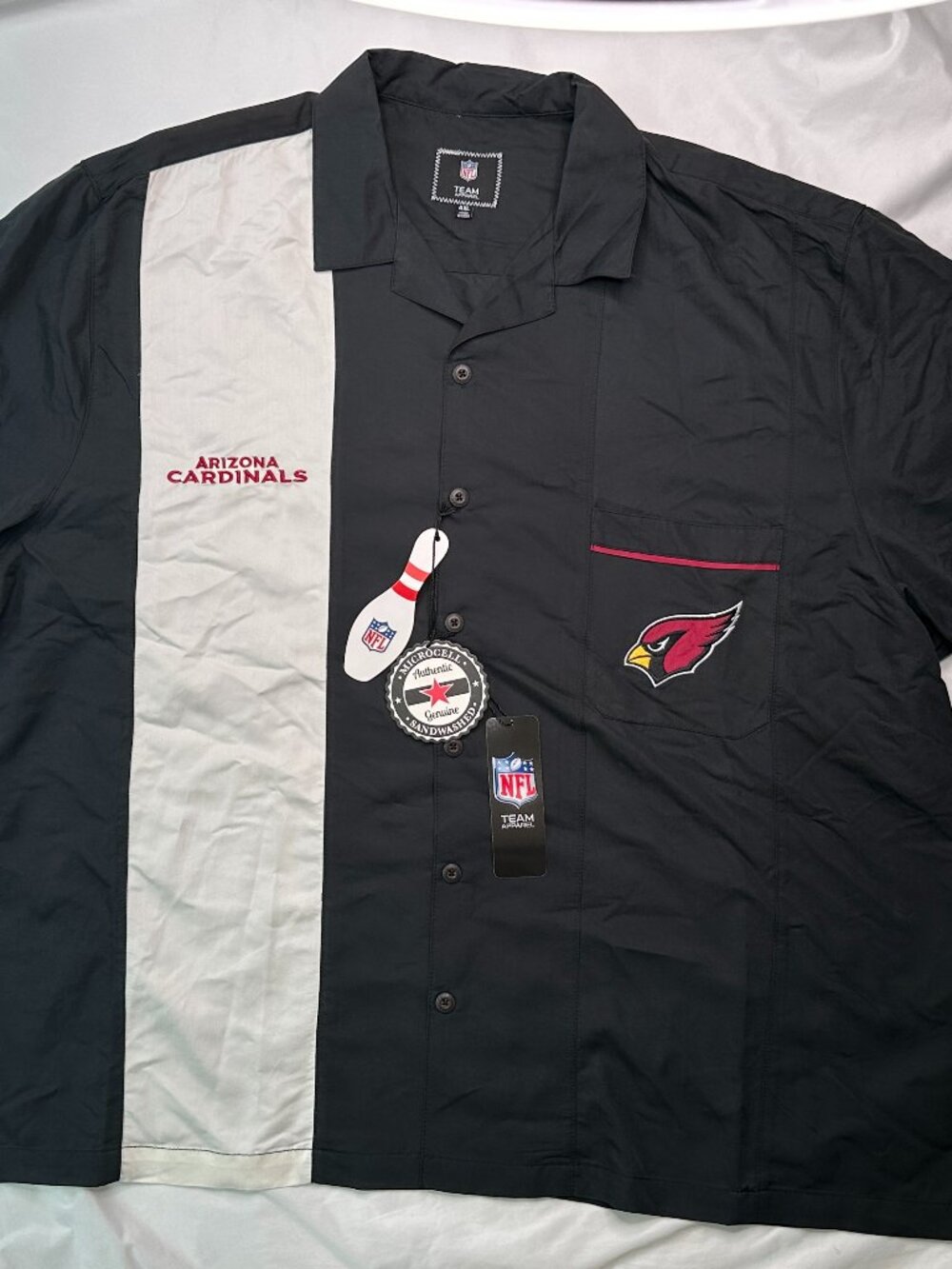 Arizona Cardinals NFL Team Apparel Black/White Bowling Shirt 4XL NWT